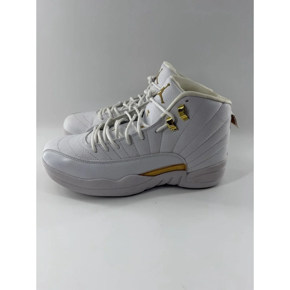 Nike Air Jordan 12 Retro Phantom Metallic Gold Mens Size 10 Sneakers White